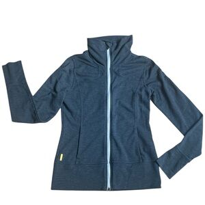 LOLE Lolë DARK GRAY HIGH NECK FULL ZIP POCKETS FITTED JACKET SIZE XS